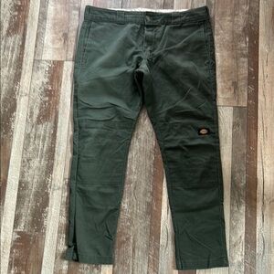 Dickies Skinny Straight Men's Double Knee Green Work Pants